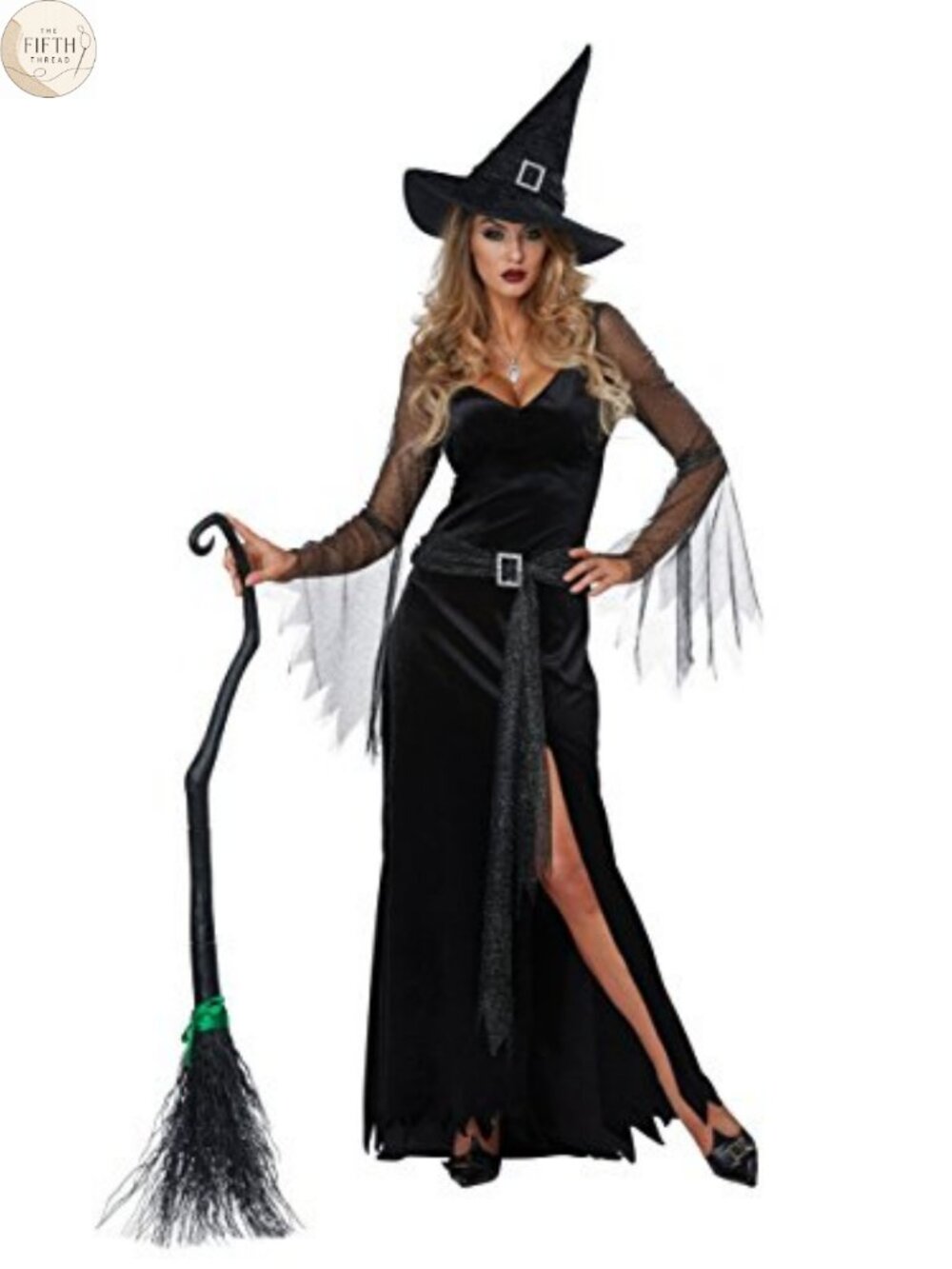 Rich Witch Costume Set Dress Hat Belt Buckle Adult